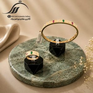بنگل و انگشتر طلا ست کالیدوسکوپ کلاسیک(کد107)